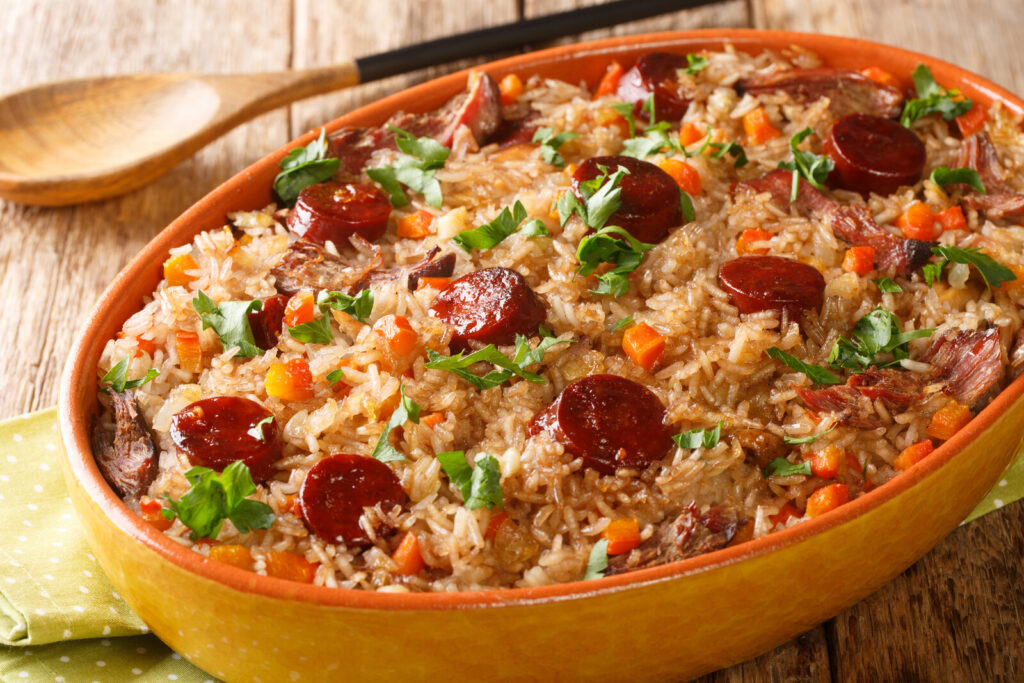 a full serving of Arroz de pato, one of the best rice dishes