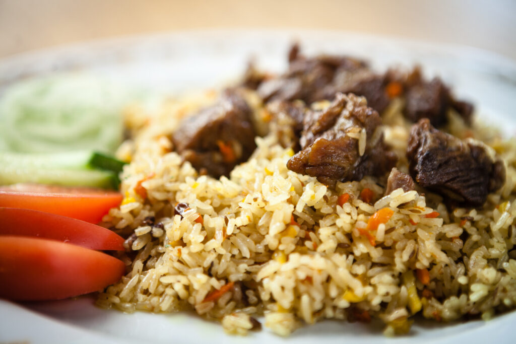 Uzbek pilaf with beef, one of the best rice dishes