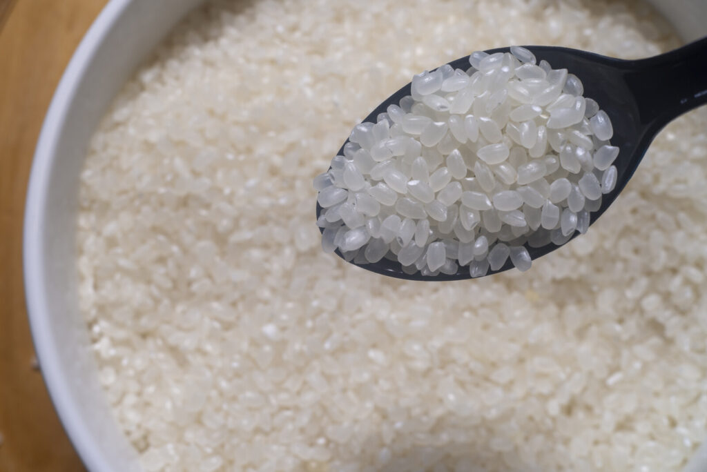 closeup image of a bowl of Japanese or Japonica Rice