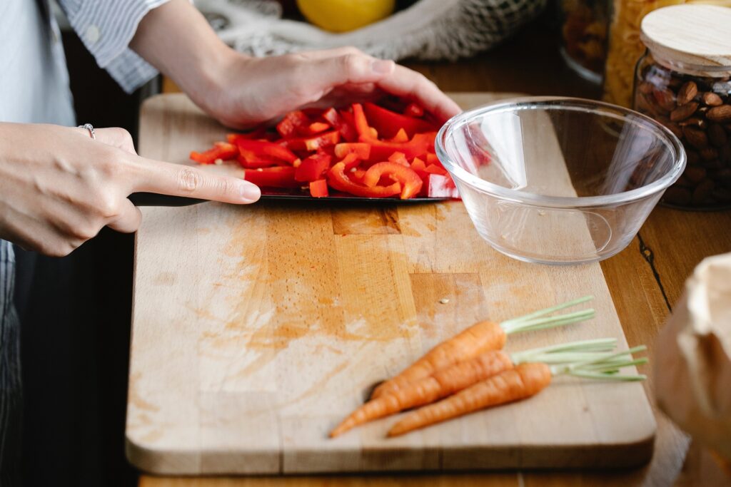 chopping veggies