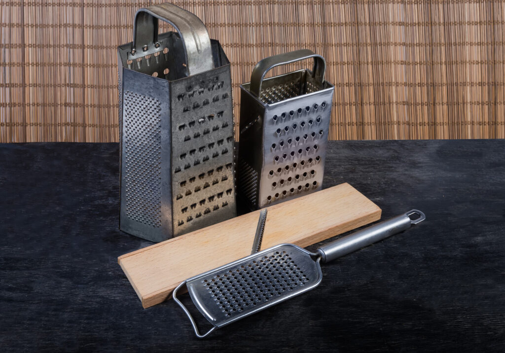 different kind and sizes of graters, one of the kitchen tools in the list