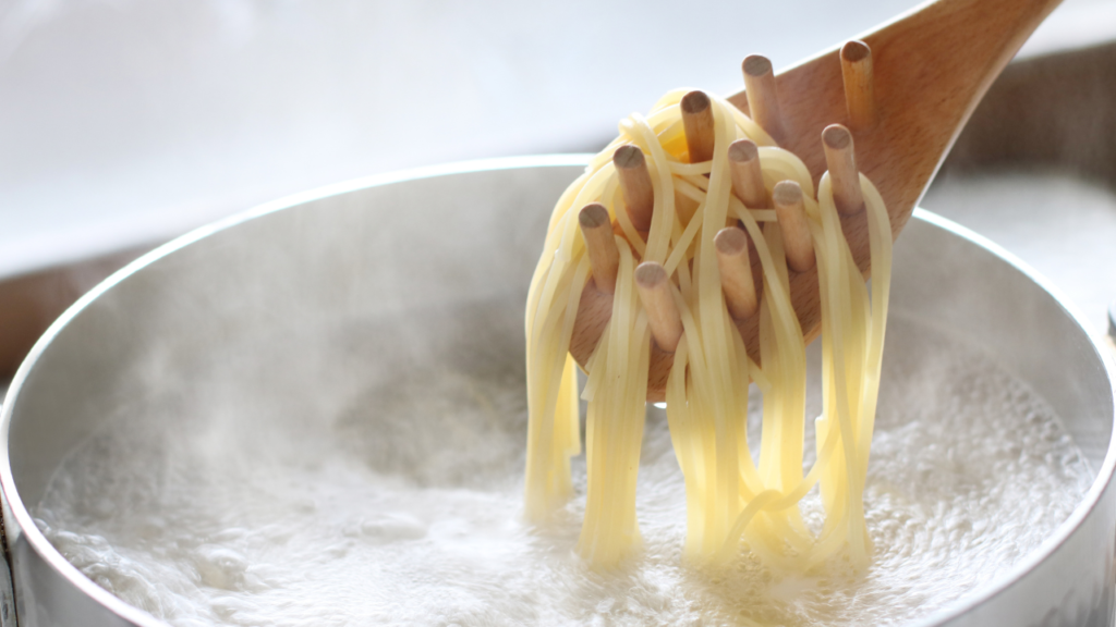 pasta in boiling water