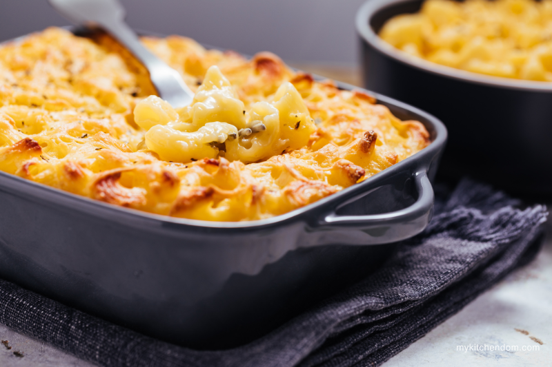 freshly baked mac and cheese for comfort food